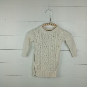 Baby Gap girls 18-24 mos cream stitched zipper sweater dress multiple stitching